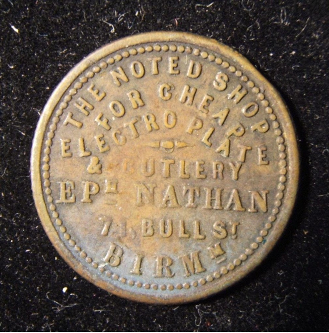 British Ephraim Nathan Jewish Business/advertising Token, Circa. 1872 - Autres & Non Classés