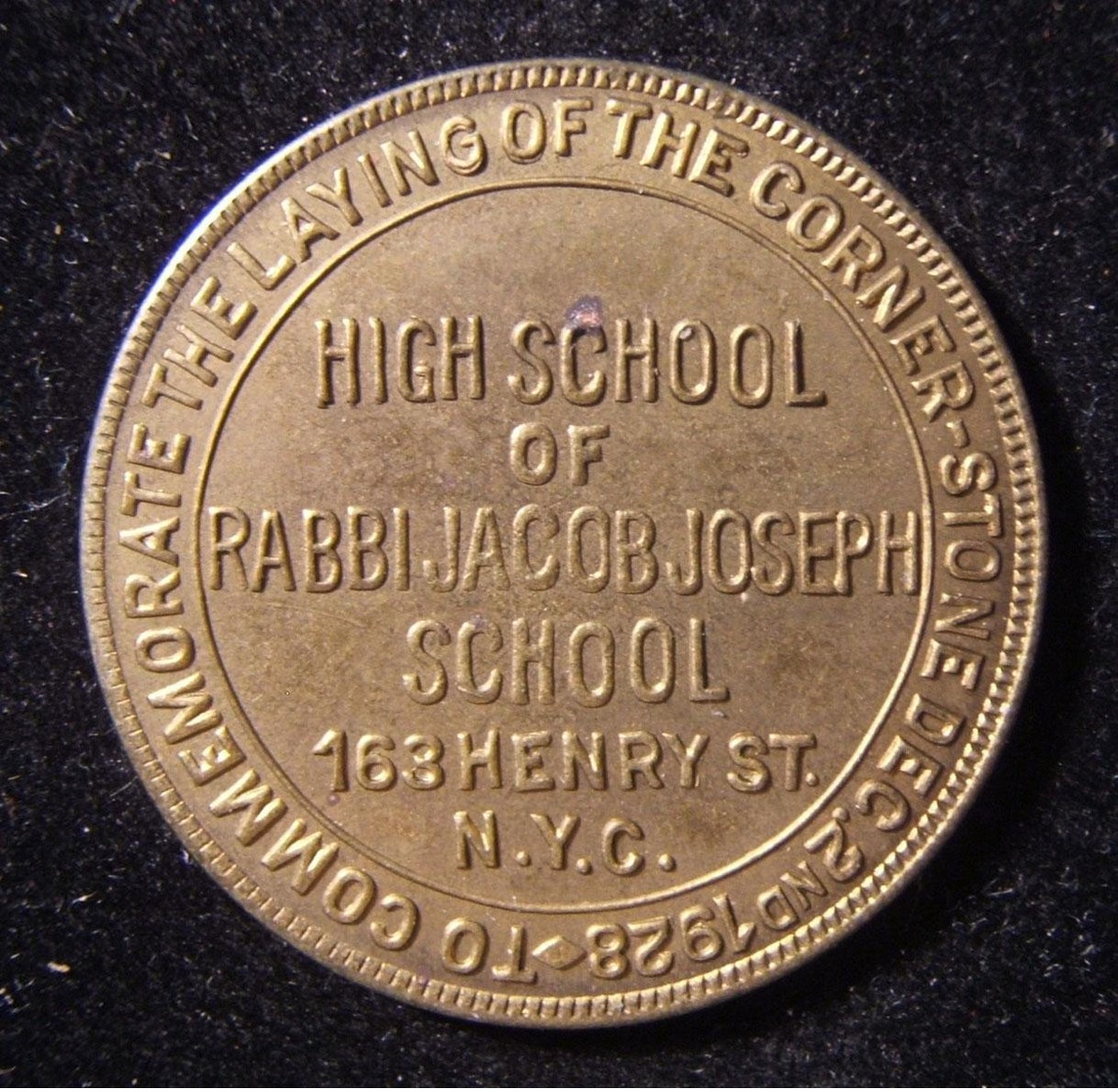 American Jewish Rabbi Jacob Joseph High School Judaica Token All In Hebrew, 1928 - Autres & Non Classés