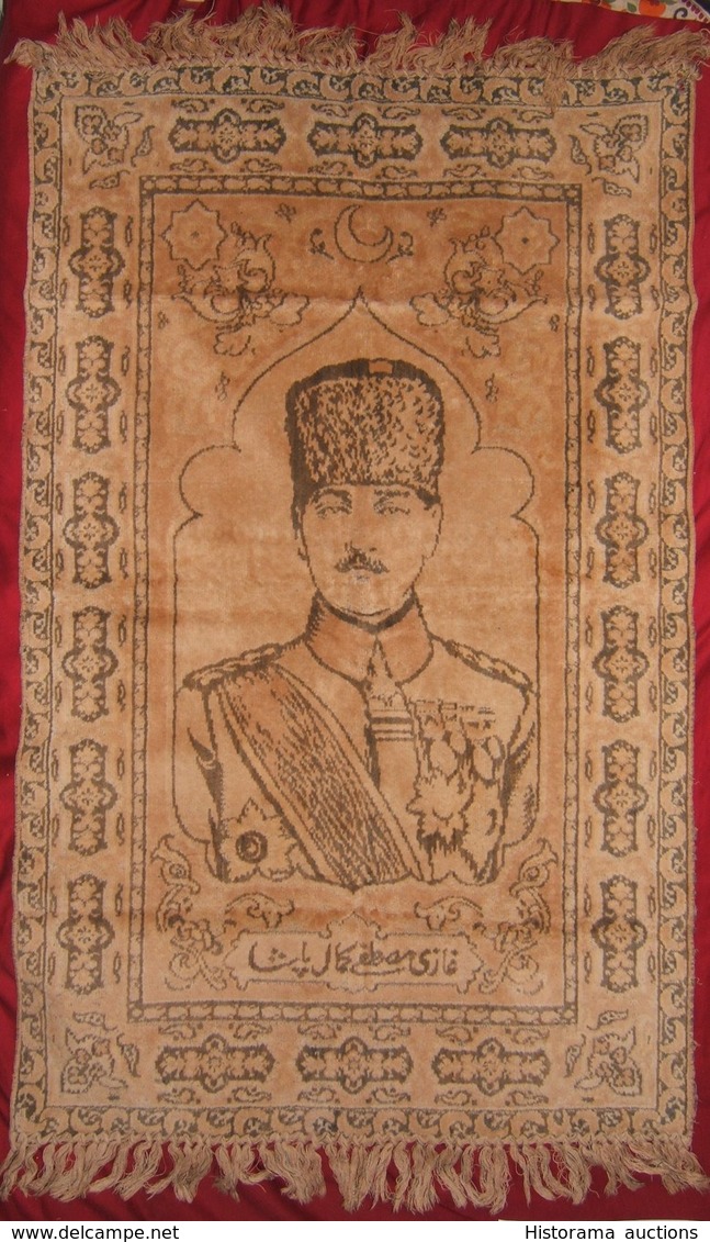 Turkish Republic Mustafa Kemal Ataturk Carpet With Ottoman-Turkish Text 1920-23 - Tapijten