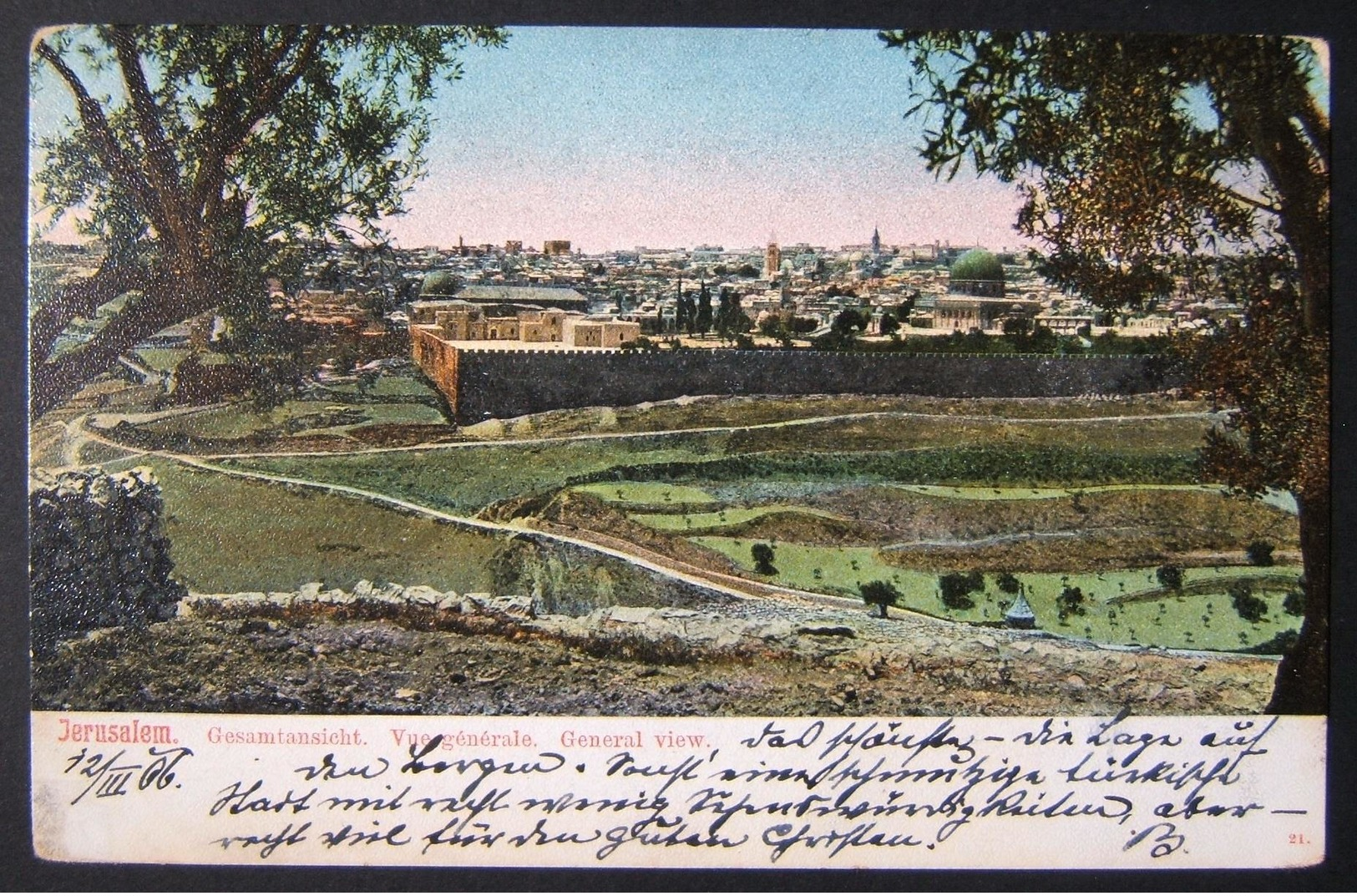 3/1906 Holyland German Post Color Picture Postcard From JERUSALEM To VIENNA - Palästina