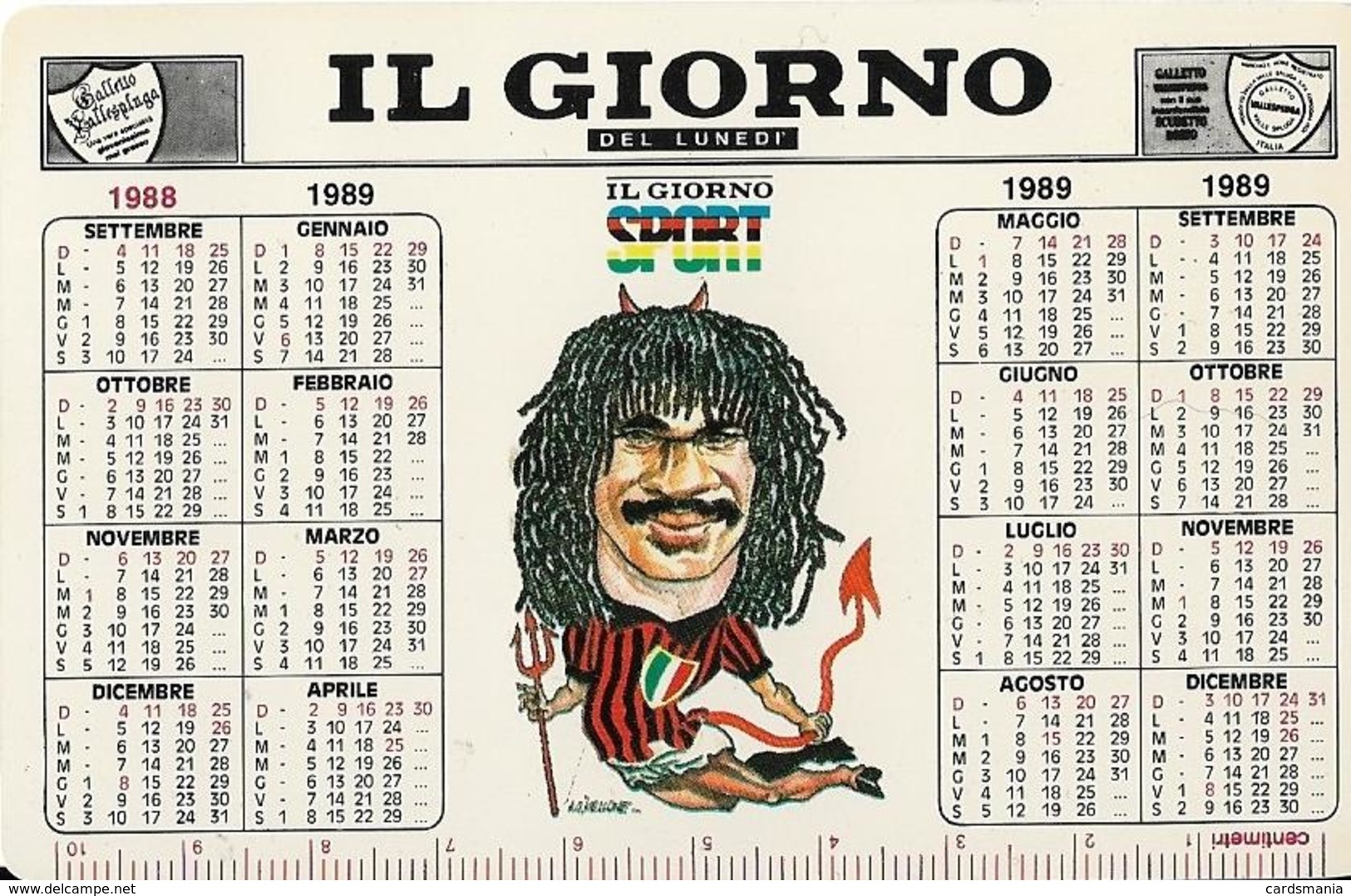 Calendarietto Campionato Di CALCIO 1988-1989 IL GIORNO GULLIT - Altri & Non Classificati