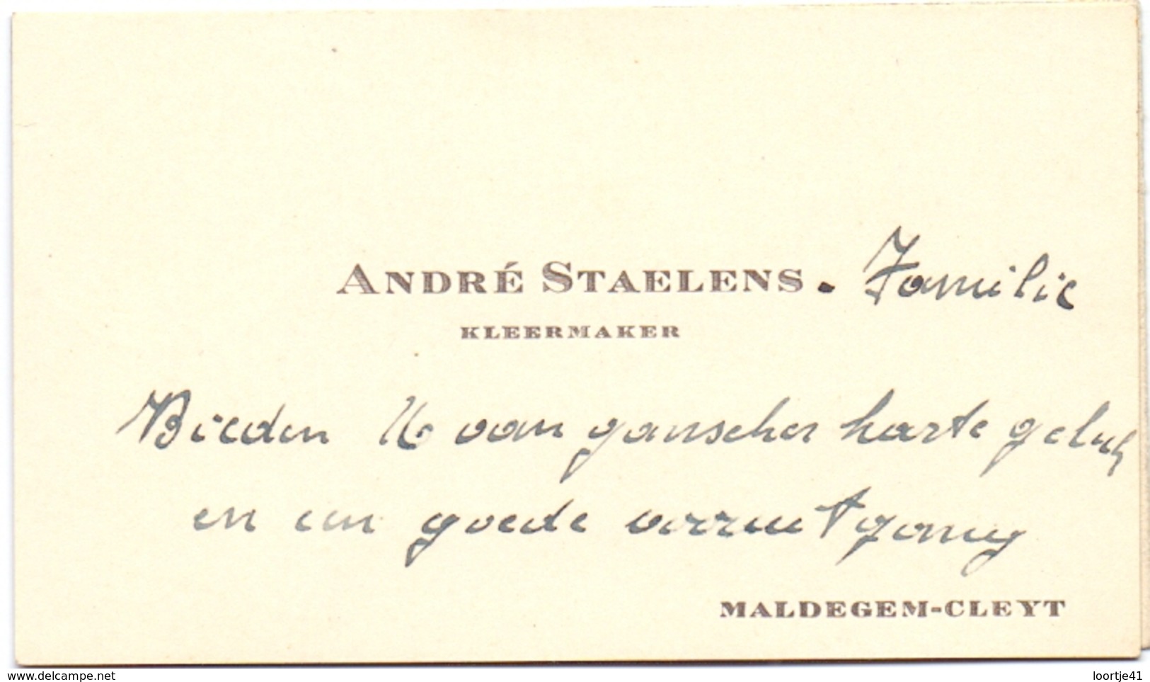 Visitekaartje - Carte Visite - Kleermaker André Staelens - Maldegem Kleit - Cartes De Visite