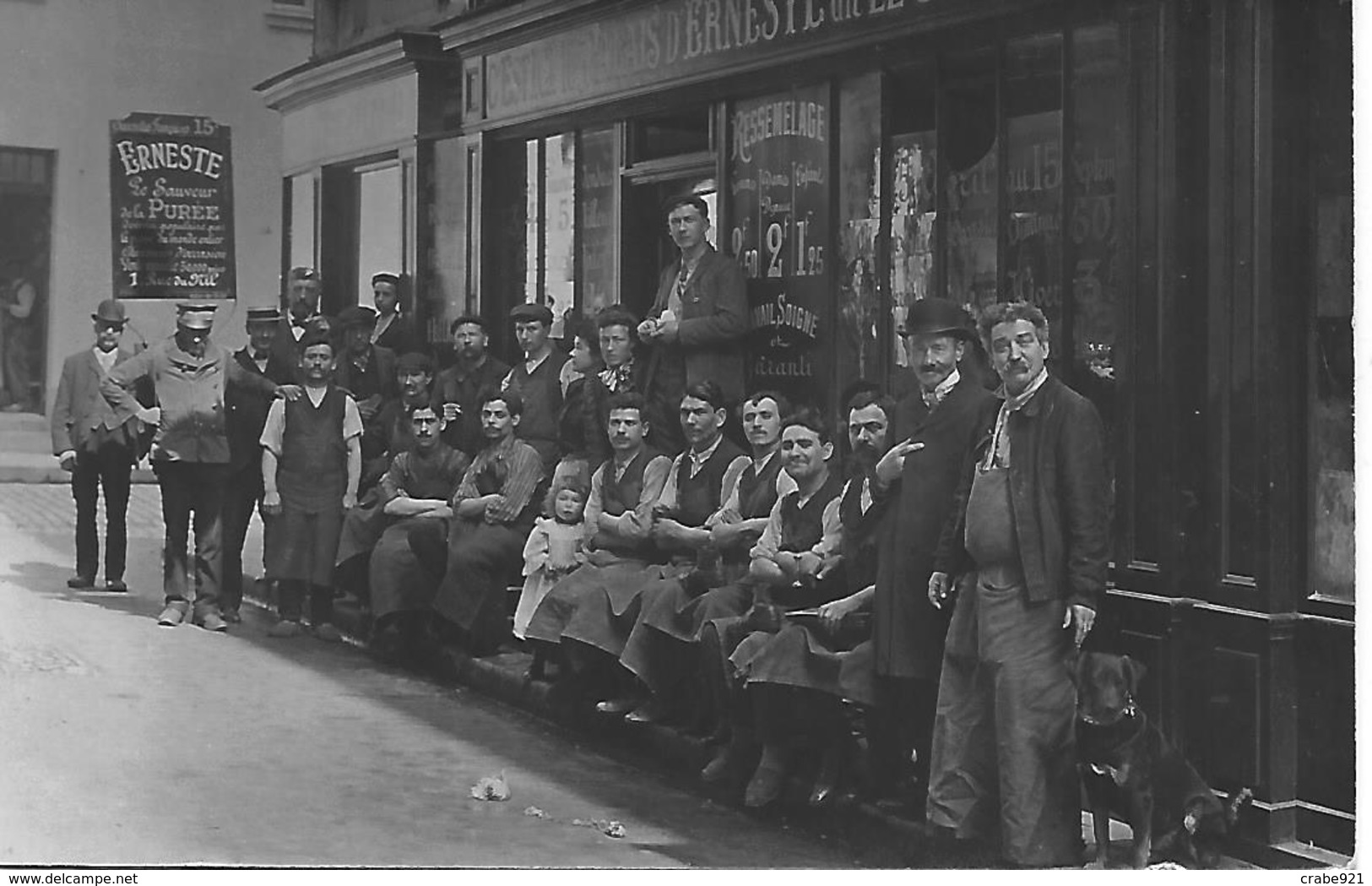 75 PARIS 2 ème MAGASIN CORDONNERIE  ERNESTE DIT LA PUREE CARTE PHOTO  SUPERBE ET RARE - Petits Métiers à Paris