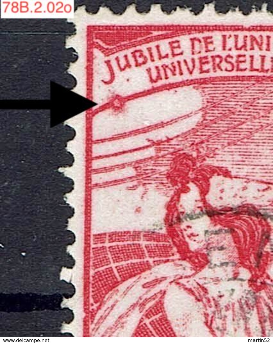 Schweiz Suisse 1900: 25 Jahre UPU - 10c: Zu 78B.2.02-o "point Sous J"  Mi 72 Yv 87  O GENÈVE ?.VII.00 (Zu CHF 25.00) - Variétés