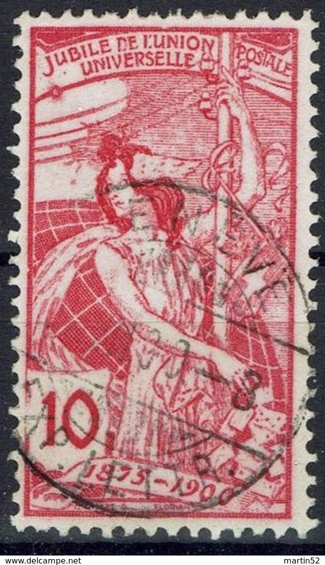 Schweiz Suisse 1900: 25 Jahre UPU - 10c: Zu 78B.2.02-o "point Sous J"  Mi 72 Yv 87  O GENÈVE ?.VII.00 (Zu CHF 25.00) - Variétés