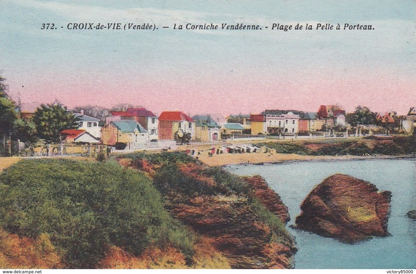 CPA.. CROIX DE VIE.LA CORNICHE VENDEENNE. PLAGE DE LA PELLE A PORTEAU - Saint Gilles Croix De Vie