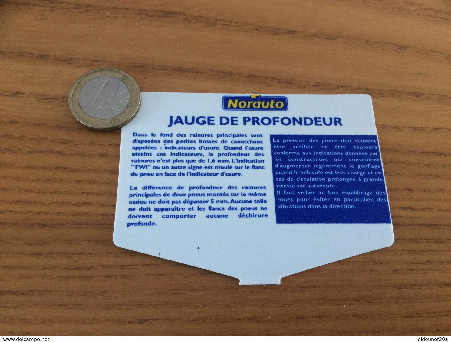 Carte "JAUGE DE PROFONDEUR - ETAT DES PNEUS - Norauto" - Autres & Non Classés