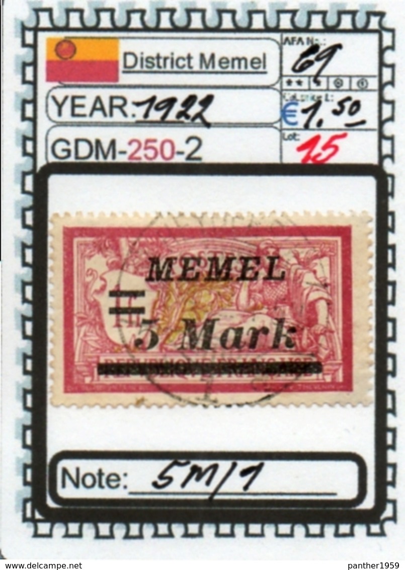 EUROPE-#GERMANY EMPIRE#MEMEL#KLAIPEDA (GDM-250-2 (15) - Memel (Klaipeda) 1923