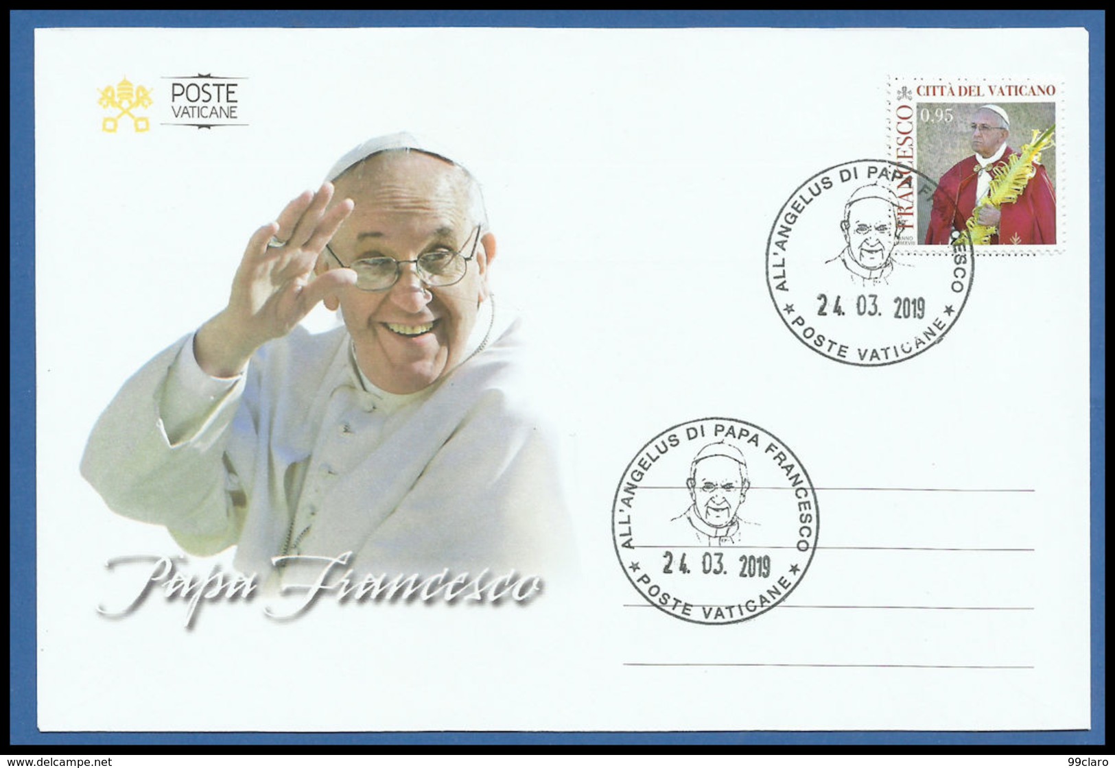 VATICANO VATICAN 2019 FDC POPE FRANCIS ANGELUS AUDIENCE IN S. PETER 24.03.19 ANGELUS PIAZZA SAN PIETRO - Storia Postale