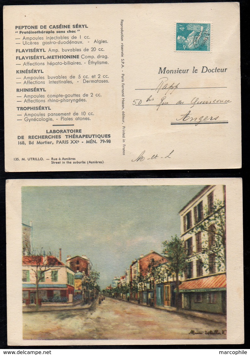 DEAR DOCTOR - CHER DOCTEUR / PREOBLITERE MOISSONNEUSE 4 F. SUR CARTE (ref LE3345) - 1953-1960