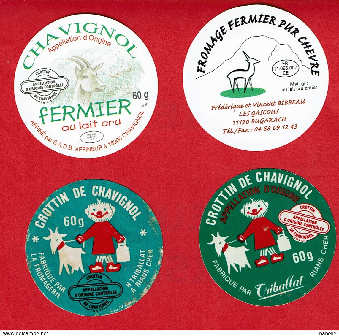 4 Etiquettes Diffé. CROTTIN DE CHAVIGNOL - Fromage