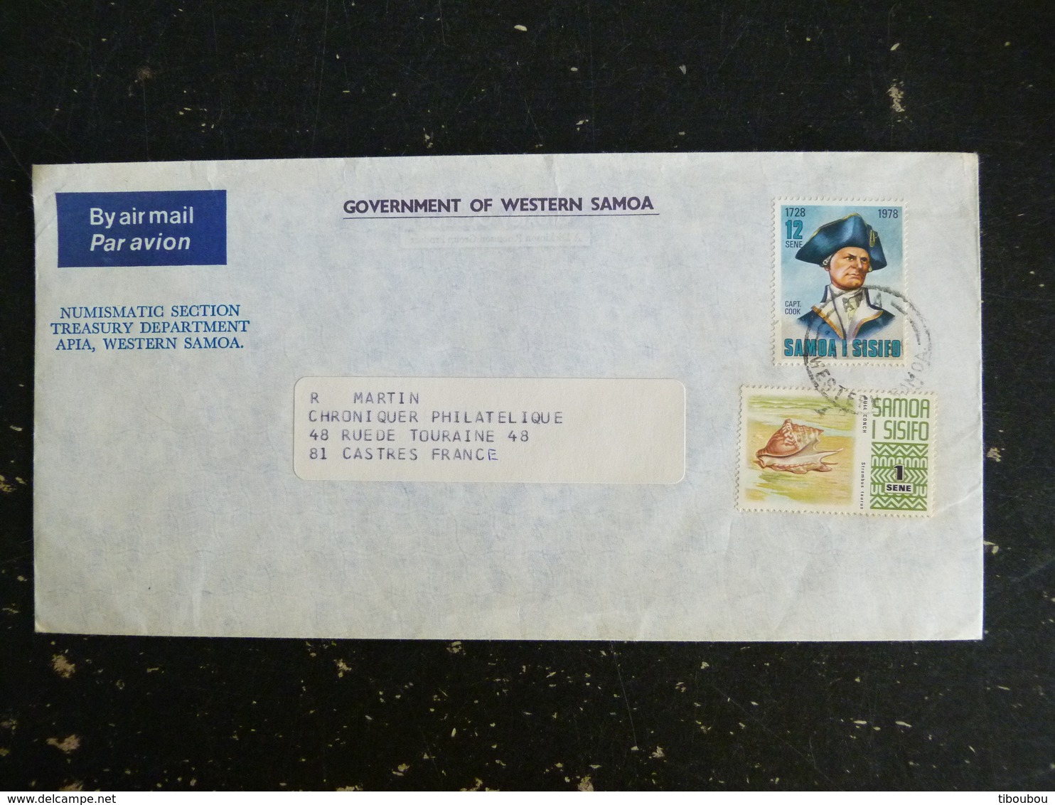 LETTRE SAMOA AVEC YT 432 ET 305 - CAPITAINE COOK - COQUILLAGE - Samoa