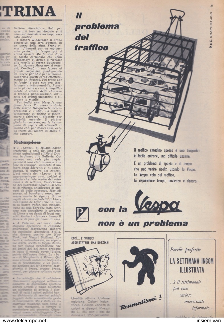 (pagine-pages)PUBBLICITA' VESPA  Settimanaincom1957/08. - Altri & Non Classificati