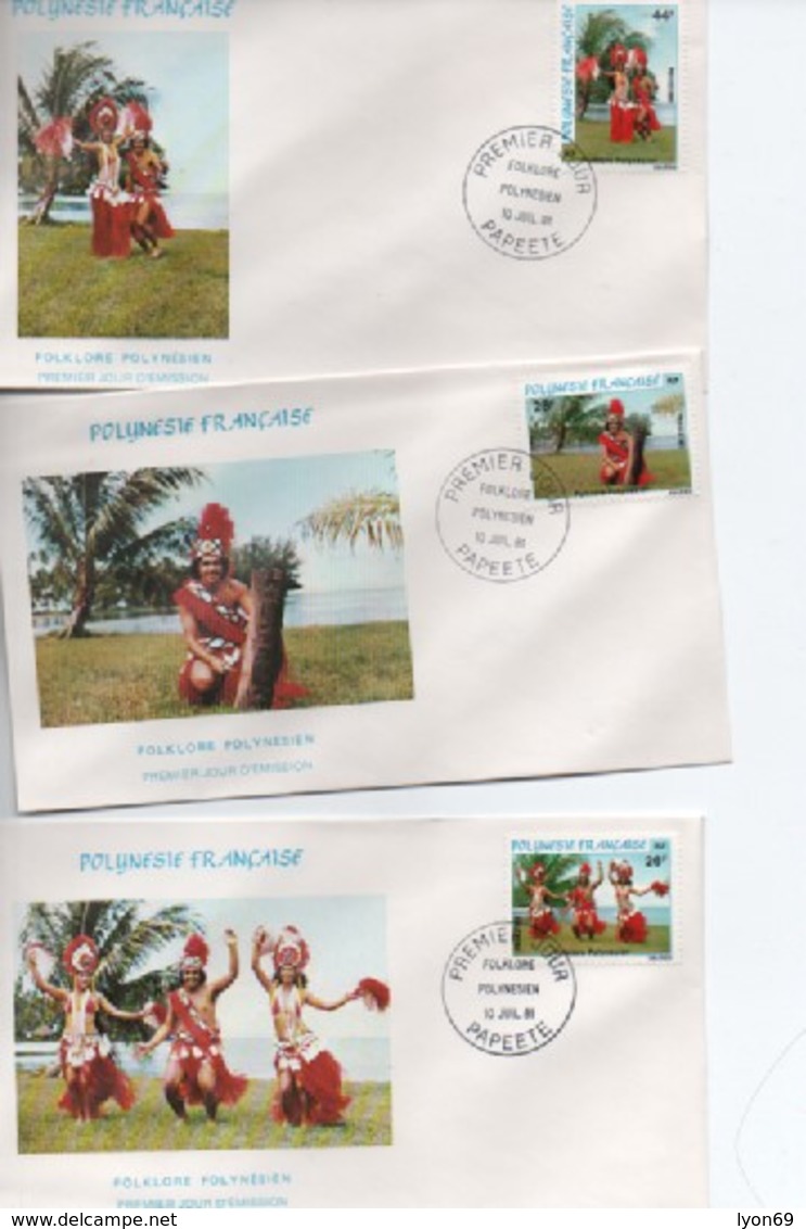 FDC POLYNESIE   E FOLKLORE POLYNESIEN    N° YVERT ET TELLIER  165/7 - FDC