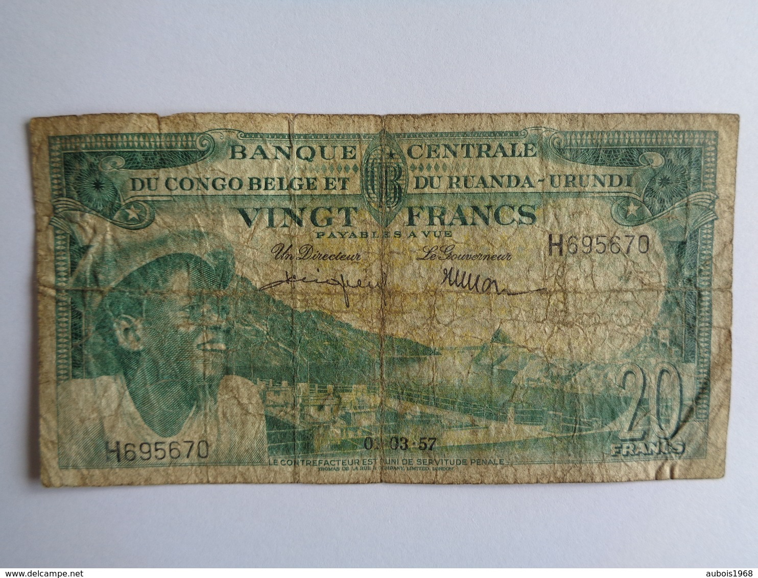 Banque Centrale Du Congo Belge Et Du Ruanda - Urundi - Vingt Francs - 01.03.57 - Bank Van Belgisch Kongo