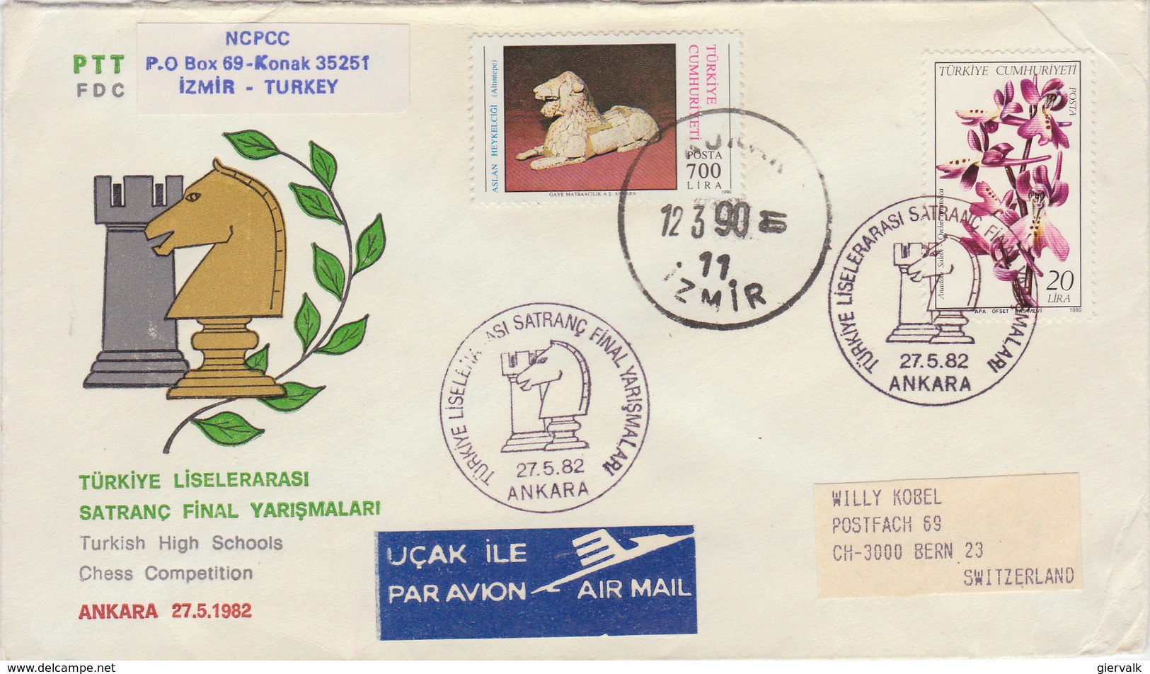 TURKEY 1982 FDC Chess Competition.SPECIAL CANCELLATION.BARGAIN.!! - Schaken