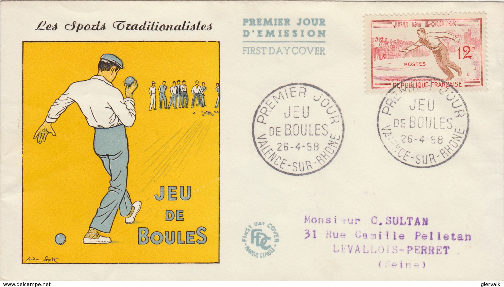 FRANCE 1958 FDC Jeu De Boules.BARGAIN.!! - Bowls