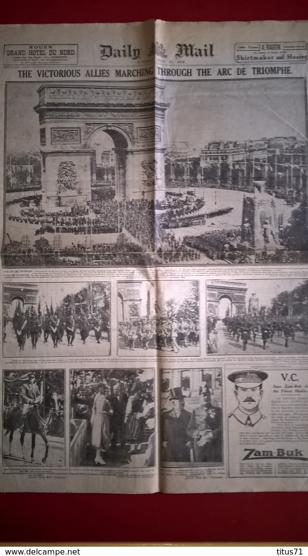 Daily Mail - Continental Edition 15/07/1919 - Défilé Des Alliés à Paris / Parade Of Alliers In Paris - Autres & Non Classés