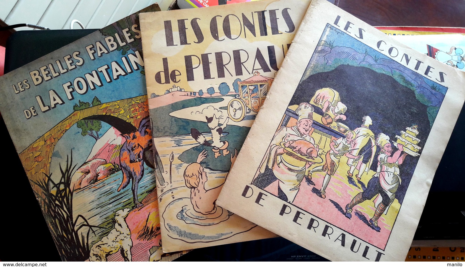 CONTES DE PERRAULT & BELLES FABLES DE LA FONTAINE - 3 Recueils 1946  DIVERS ILLUSTRATEURS - Cuentos