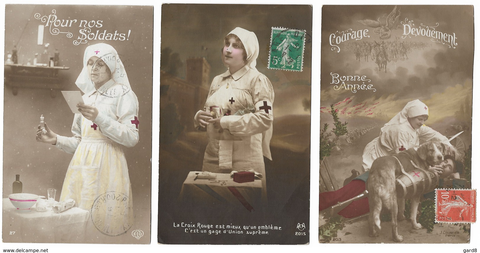 Lot De 3 Cartes  - Femmes De La Croix Rouge Fr.   - WWI - Rotes Kreuz
