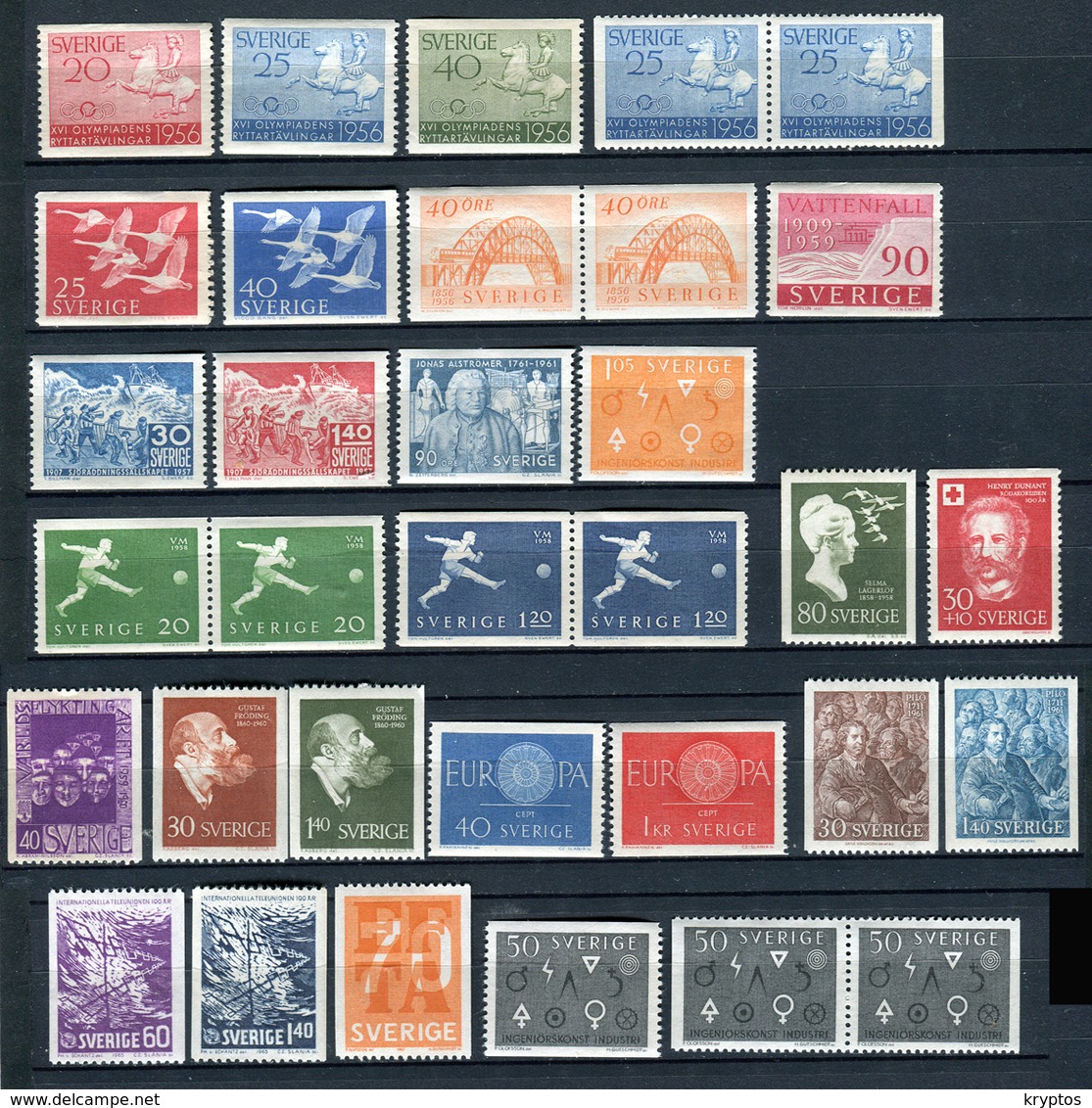 Sweden. A Collection Of 55 Stamps + 1 Block - All */** - Collections