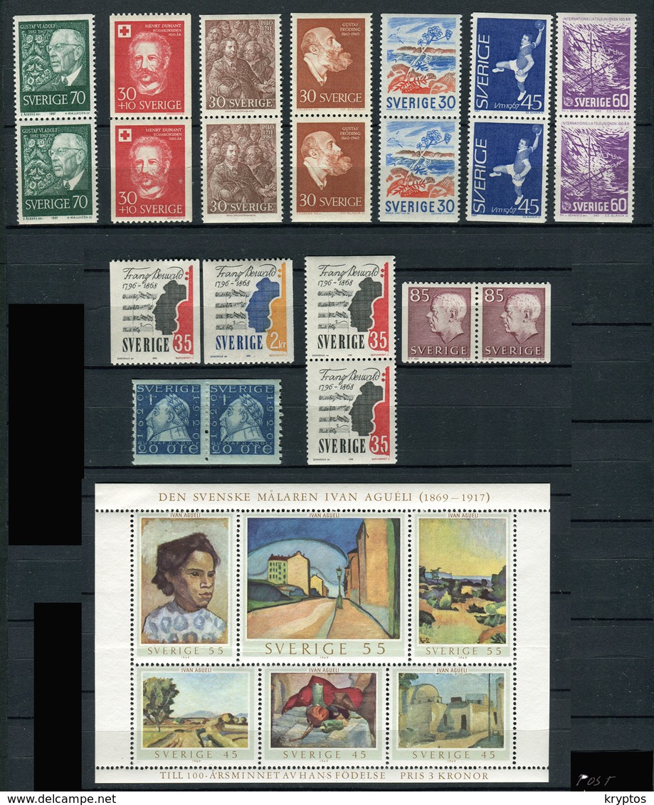 Sweden. A Collection Of 55 Stamps + 1 Block - All */** - Collections