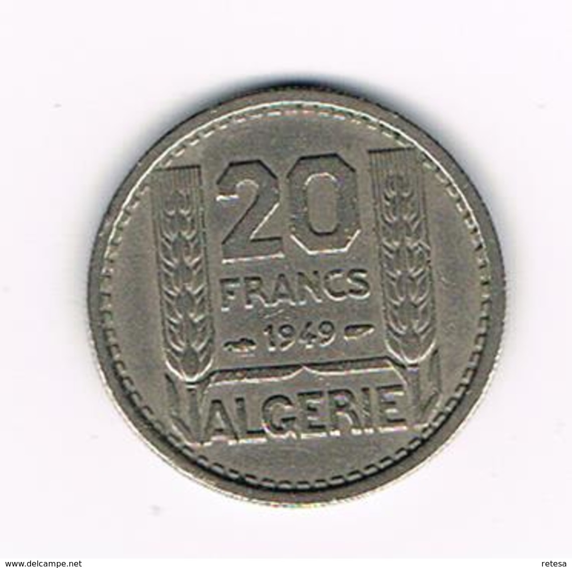 -&  ALGERIE  20 FRANCS  1949 - Algérie