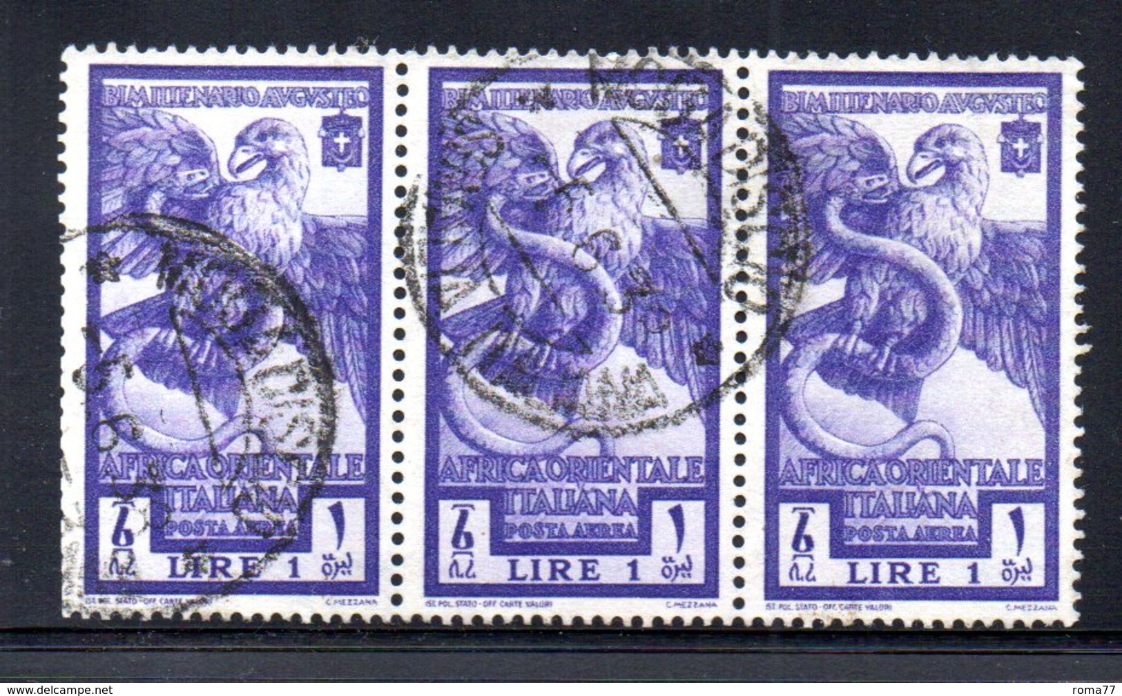 Y2023 - AFRICA ORIENTALE 1938 , Posta Aerea N.15 Striscia Di 3 Usata  (2380A) . - Africa Orientale Italiana