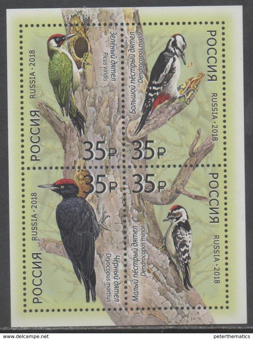 RUSSIA, 2018, MNH,BIRDS, WOODPECKERS, SHEETLET - Other & Unclassified