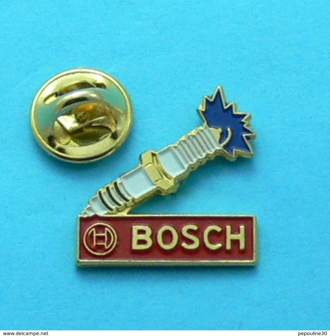 1 PIN'S //  ** PIÈCES AUTO / BOSCH / BOUGIE D'ALLUMAGE ** . (M.D.B)