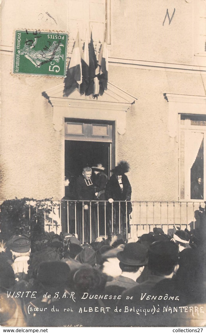 92- NANTERRE- CARTE-PHOTO- VISITE DE S.A.R DUCHESSE DE VENDÔME ( SOEUR DU ROI ALBERT DE BELGIQUE ) - Nanterre