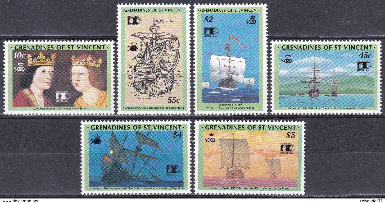 St. Vincent Grenadinen Grenadines 1992 Entdeckungen Discovery Kolumbus Columbus Schiffe Ships COLUMBIAN, Mi. 877-2 ** - St.Vincent & Grenadines