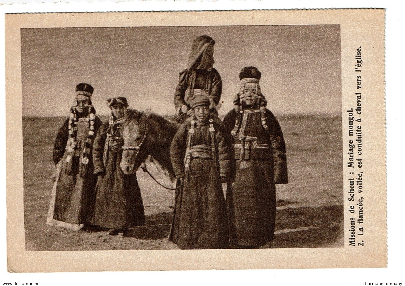 Mongolie - Mariage Mongol - La Fiancée Voilée Est Conduite à Cheval à L'église - Mongolia - 2 Scans - Mongolia