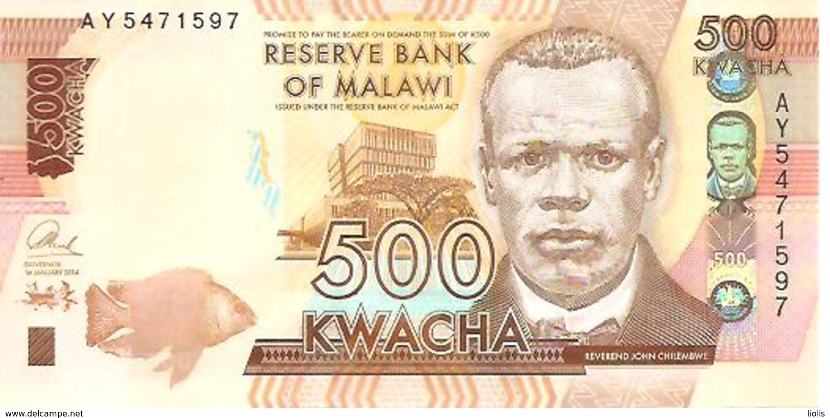 Malawi  P-66  500  Kwacha  2014  UNC - Malawi