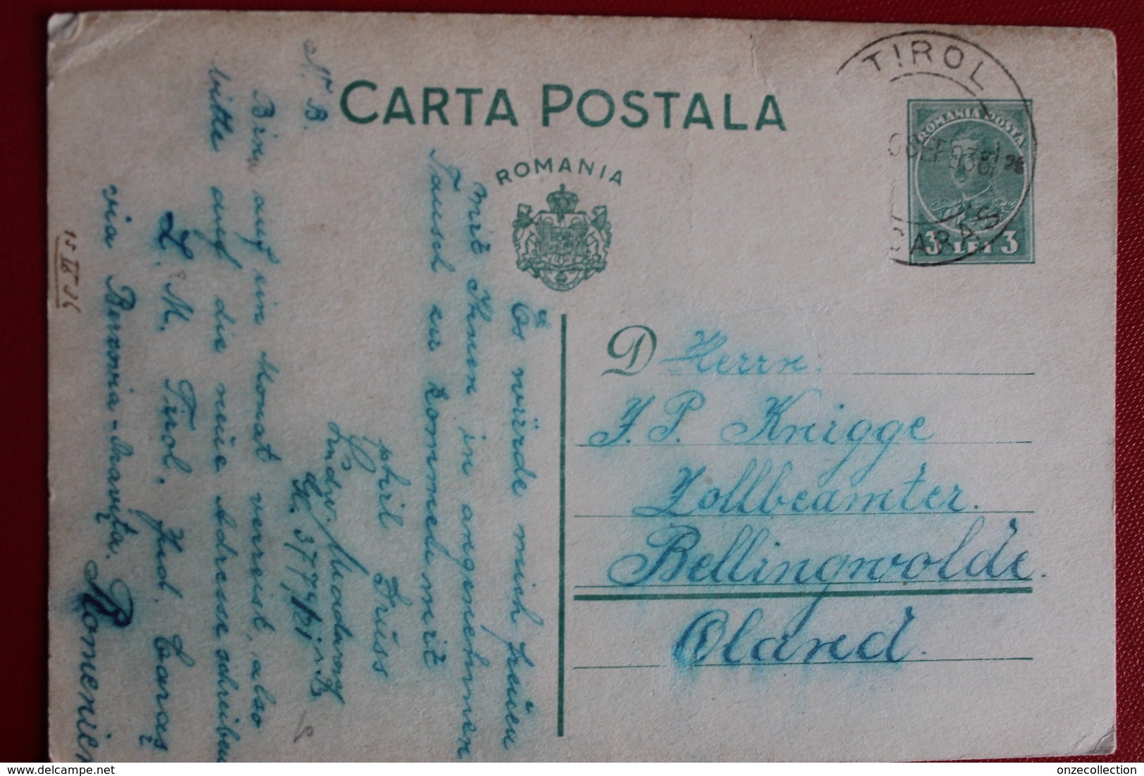 1938 -  ENTIER  POSTAL  DE  3 LEI    DE      TIROL  POUR  BELLINGWOLDE  EN  HOLLANDE - Lettres & Documents