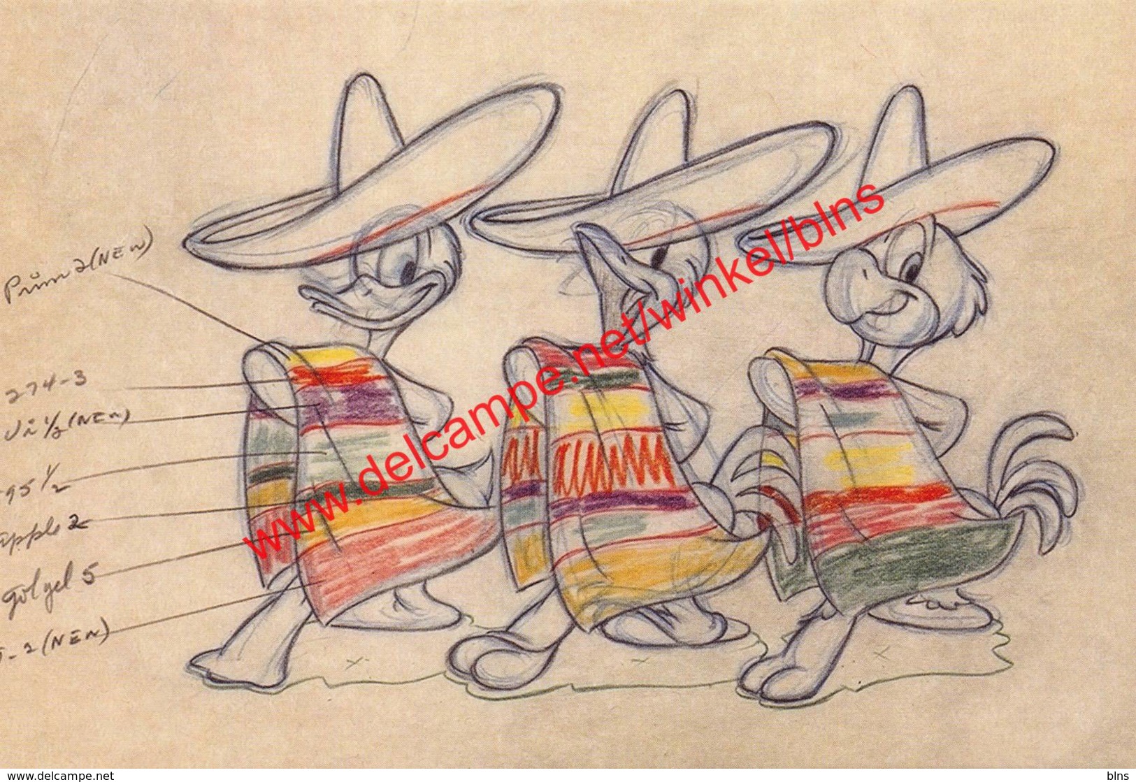 The Three Caballeros 1944 - Cleanup Animation Drawing By Ward Kimball - Walt Disney - Autres & Non Classés