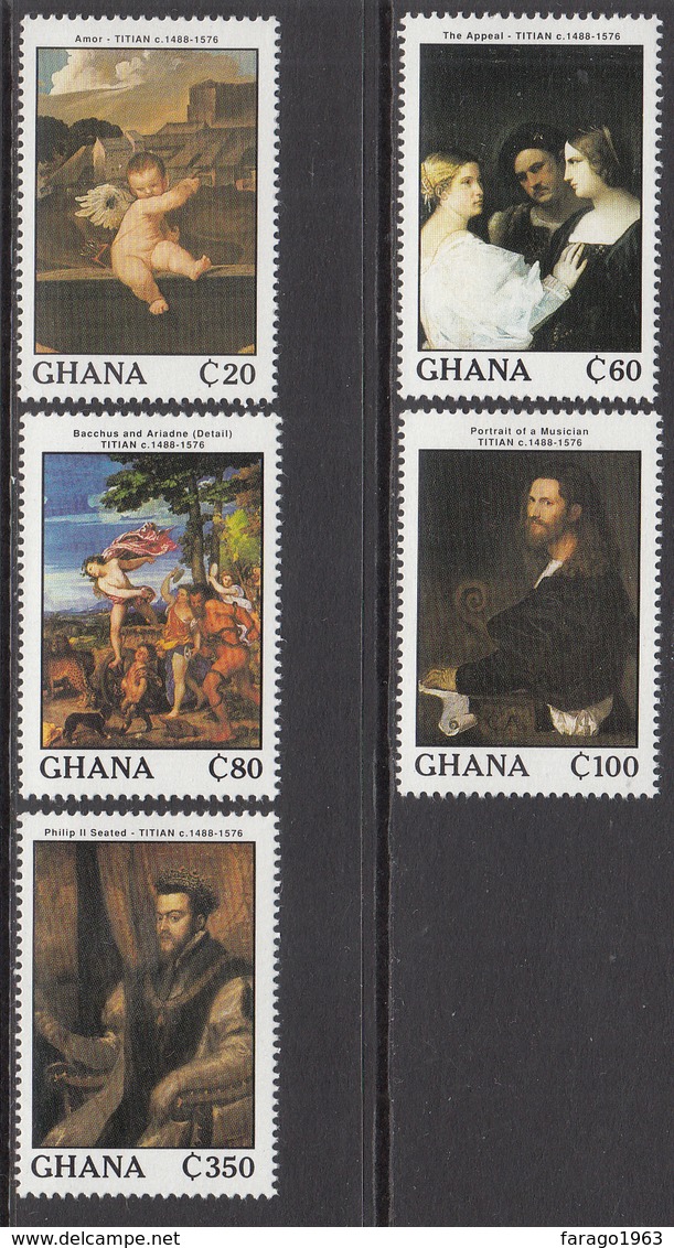 1989 Ghana Titian Art Painting Complete Set Of 5 MNH - Ghana (1957-...)