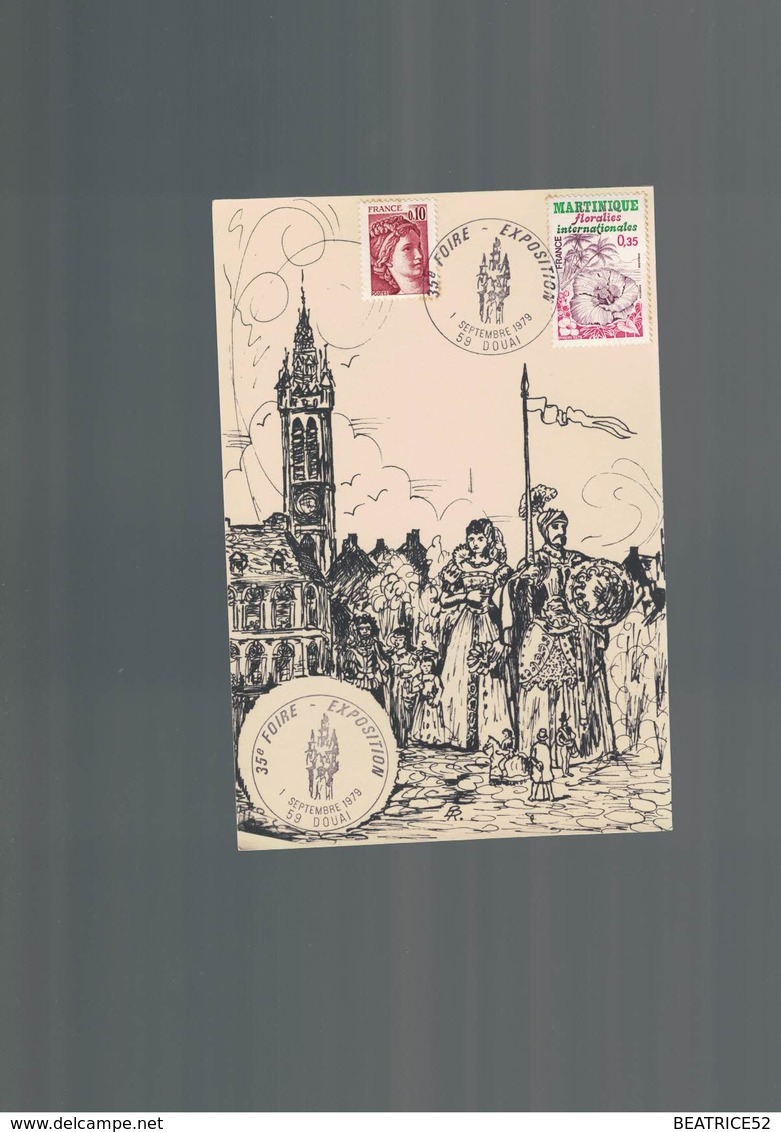 DOUAI 35 EME FOIRE EXPOSITION LE 1 SEPTEMBRE 1979 + CACHET ET TIMBRE DE LA POSTE - Sonstige & Ohne Zuordnung