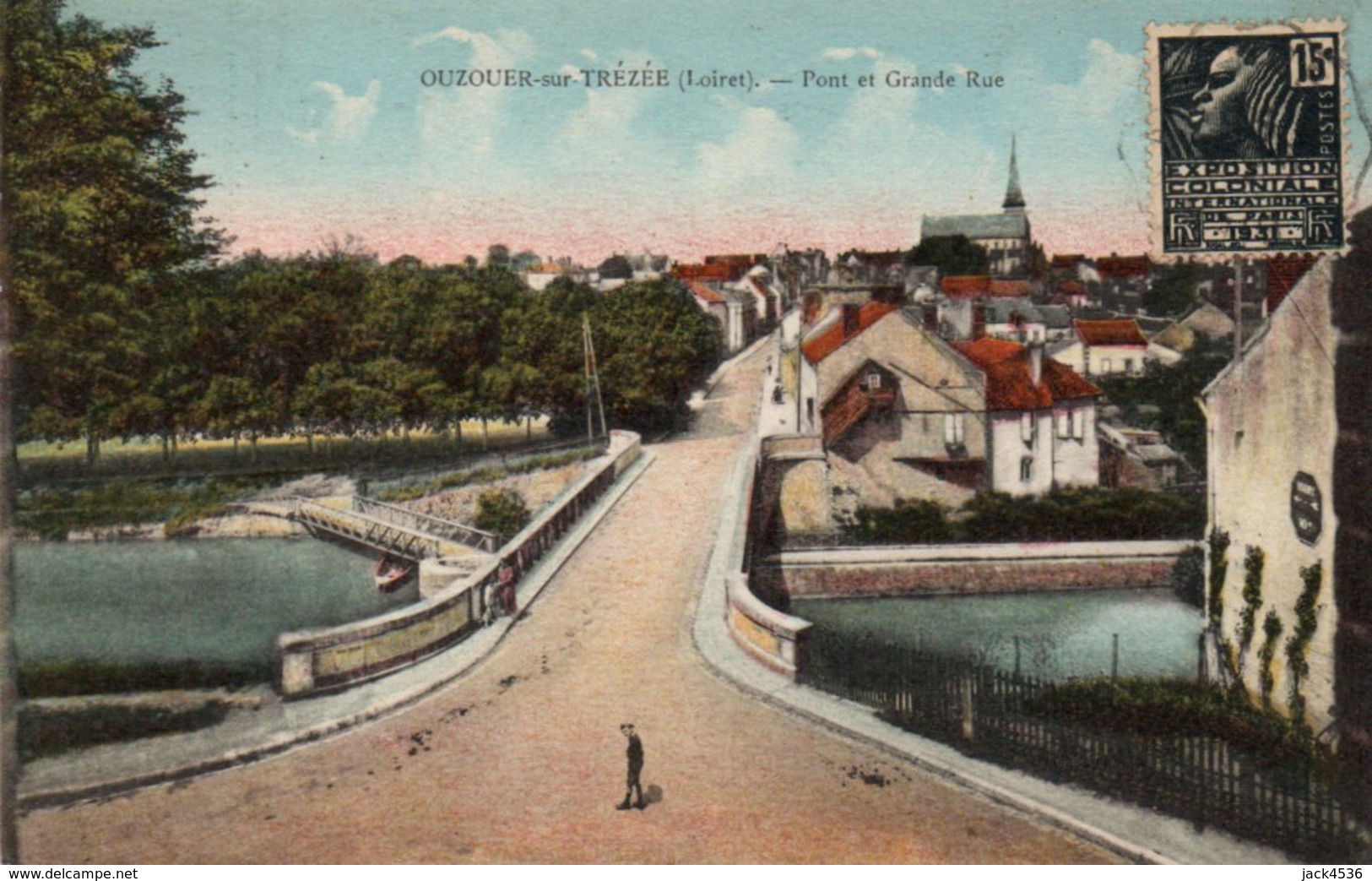 Carte Postale Ancienne - Circulé - Dép. 45 - OUZOUER SUR TREZEE - Pont Et Grande Rue - Other & Unclassified