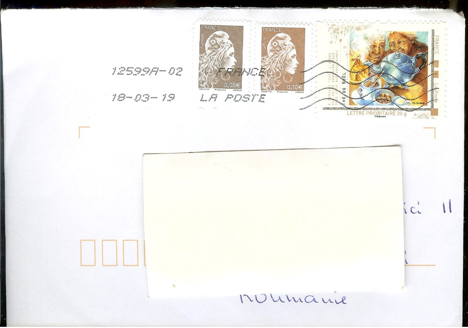 France, Cover, Marianne, Christmas Tea, Circulated 2019 - Otros & Sin Clasificación