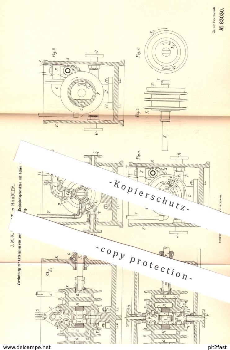 Original Patent - J. M. K. Pennink , Haarlem , 1894 , Erzeugung Von Strom Von Explosionsprodukten | Gasmotor | Gas Motor - Historische Dokumente