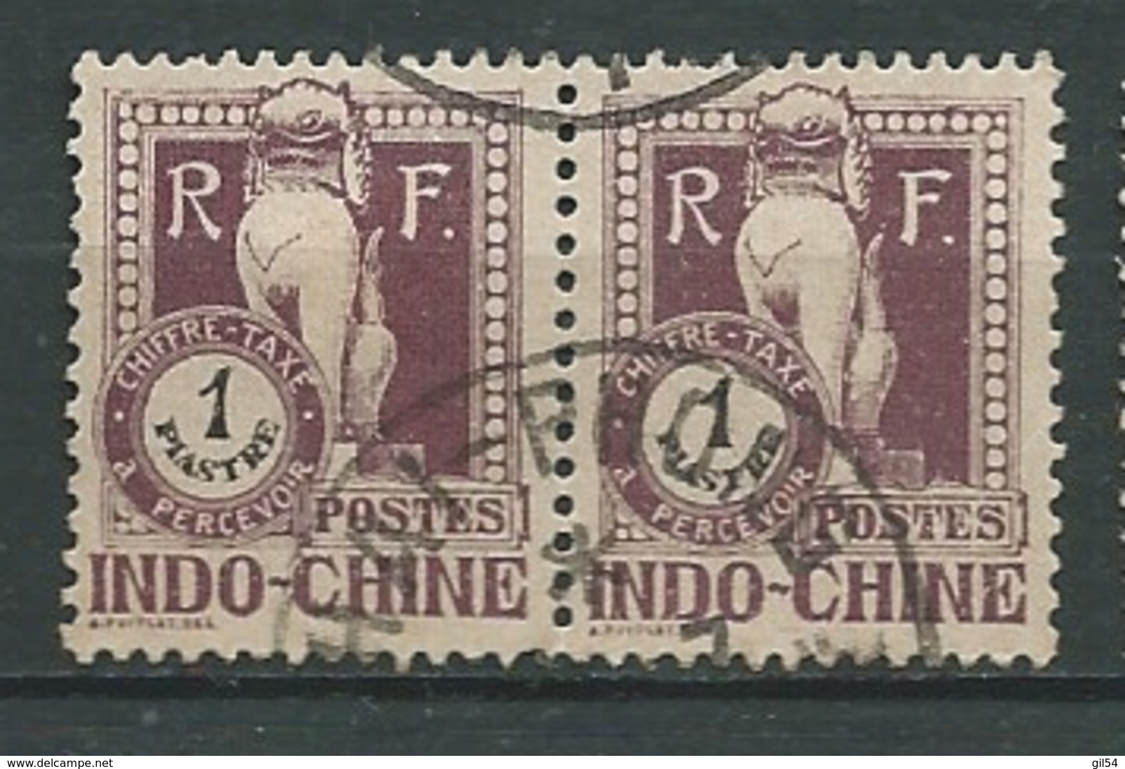 Indochine  Taxe   - Yvert N° 43  Paire   Oblitéré  -   Po 62221 - Timbres-taxe
