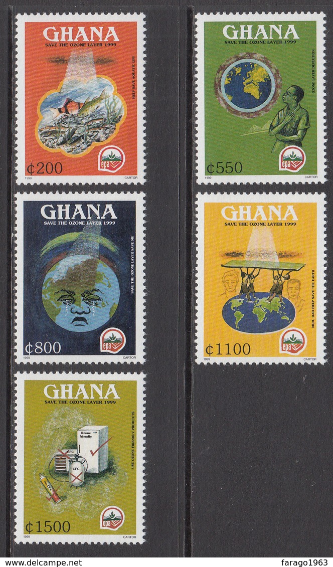 1999 Ghana Environment Ozone Green Climate Change    Complete Set Of 5 MNH - Ghana (1957-...)