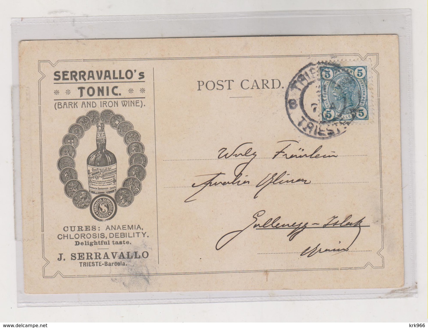 ITALY TRIESTE SERRAVALLO BARCOLA Nice Postcard INDIA BENARES BISHARNAT - Advertising