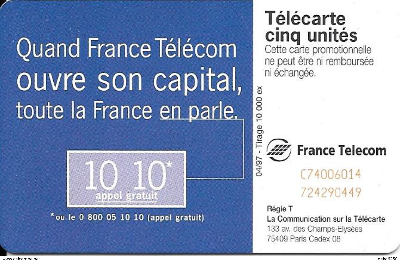 Ouverture Du Capital De France Télécom J P Goude Et Moreau G344 10.000 Ex - Ad Uso Privato