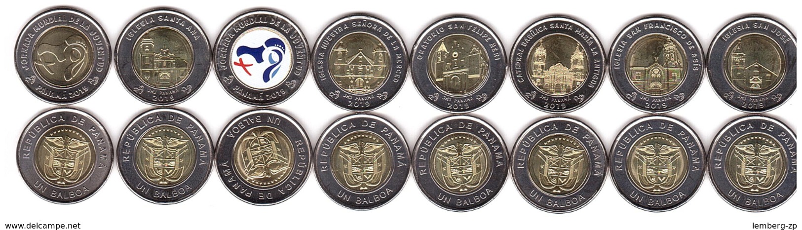 Panama - Set 8 Coins 1 Balboa 2018 / 2019 UNC Comm. Lemberg-Zp - Panama