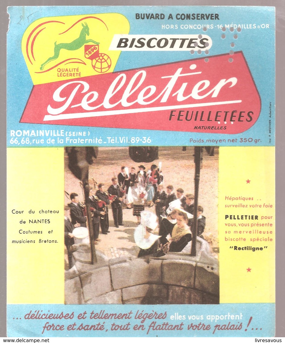 Buvard Pelletier Cour Du Château De Nantes Costumes Et Musiciens Bretons - Biscottes