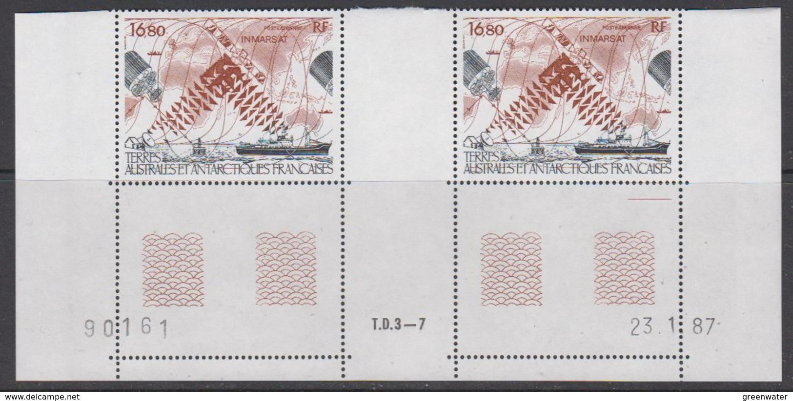 TAAF 1987 Inmarsat 1v (pair, Corner, Printing Date)  ** Mnh (TA209A) - Ongebruikt