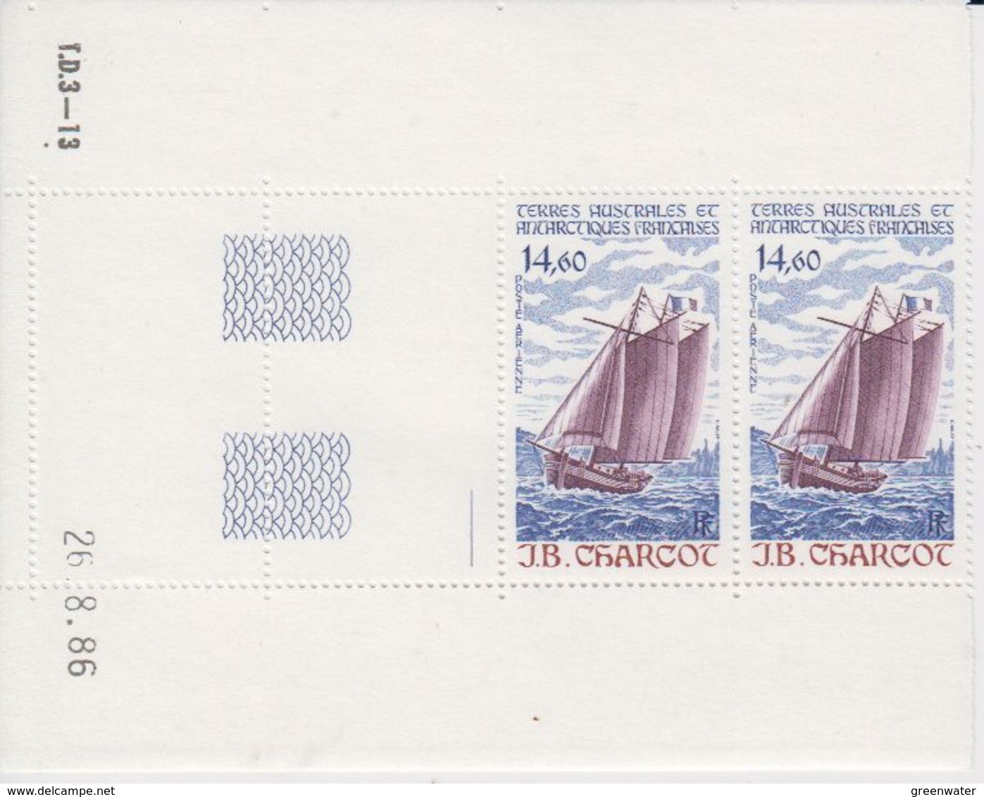 TAAF 1987 J.B. Charcot / Sailing Ship 1v  Pair (margin, Printing Date)** Mnh (TA210B) - Ongebruikt