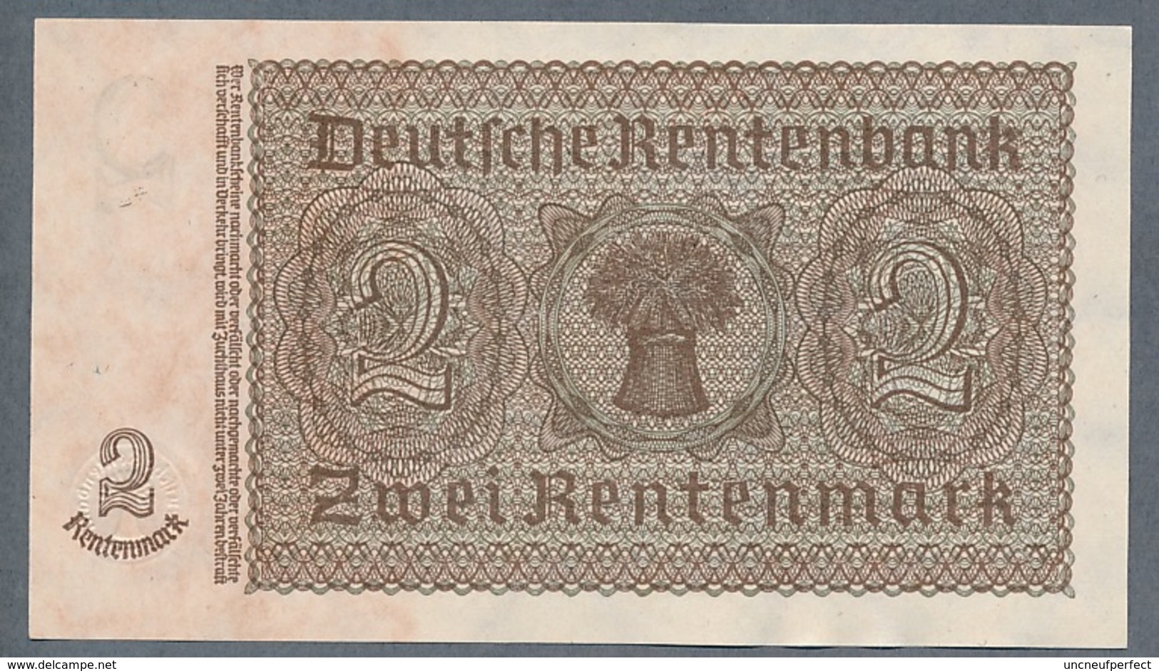 P174b Ro167c DEU-223c 2 Rentenmark 1937 UNC NEUF! - 2 Rentenmark